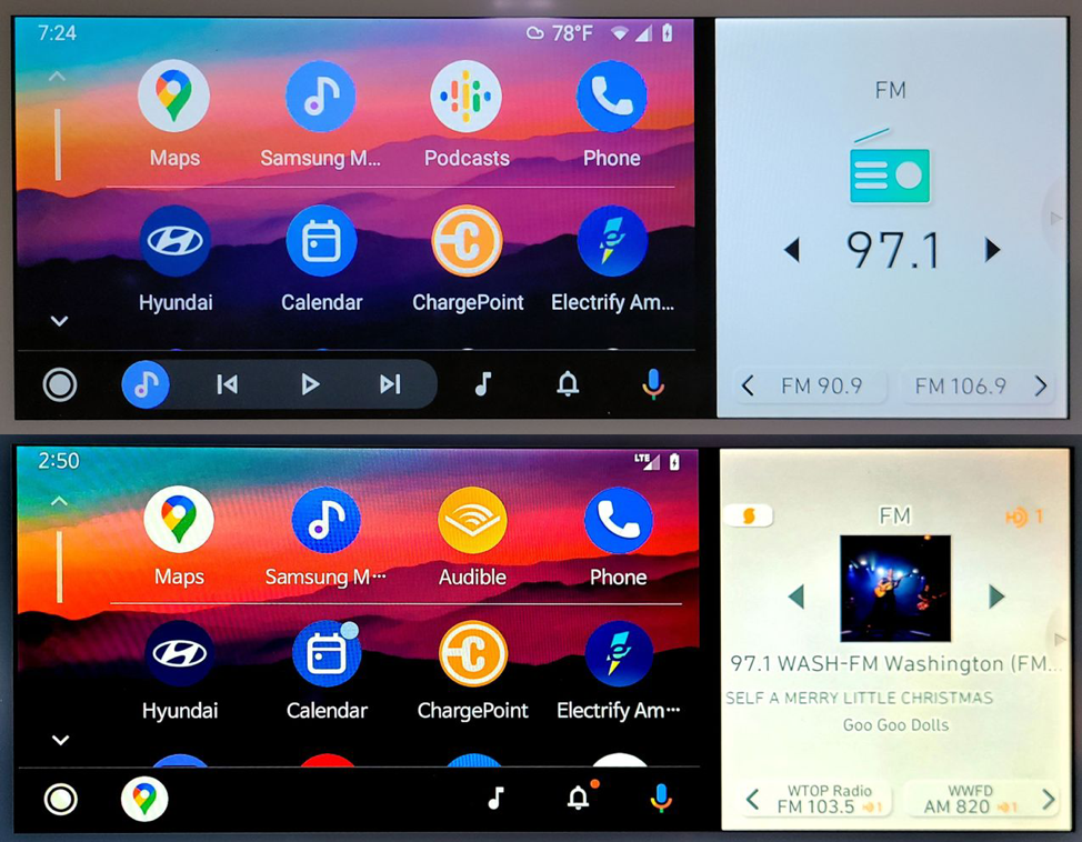 Android Auto radio display