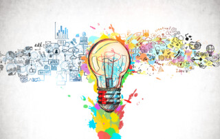 Creative and colorful light bulb sketch.